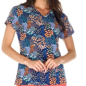NWT Women’s Large Matilda Floral Print Scrubfinity Stretch PerformX Scrub Top